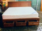 Teak Heavy Modern Royal Full Cover Bed with Bottom 3 Drawers