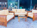 Teak Heavy Modern Royal Melon Sofa with Glass Stool