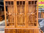 Teak Heavy Modern Three Door Display Cupboard