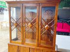 Teak Heavy Modern Three Door Display Cupboard