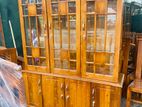 Teak Heavy Modern Three Door Display Cupboard:-:-:-: