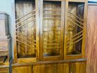 Teak Heavy Modern Three door Display Cupboard