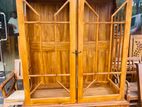 Teak Heavy Modern Two Door Display Cupboard