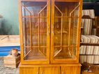 Teak Heavy Modern Two Door Display Cupboard