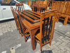 Teak Heavy Modern Two Tone Dining Table with 6 Chairs
