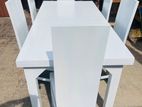 Teak Heavy Modern White Paint Dining Table with 6 Chairs