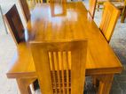 Teak Heavy Modern Wooden Top Dining Table with 6 Chairs