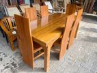 Teak Heavy Modern Wooden Top Dining Table With 6 Chairs