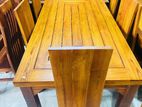 Teak Heavy Modern Wooden Top Dining Table With 6 Chairs
