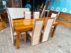 Teak Heavy Modern Wooden Top Dining Table with 6 Cushioned Chairs