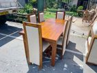 Teak Heavy Modern Wooden Top Dining Table with 6 Cushioned Chairs