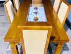 Teak Heavy Modern Wooden Top Dining Table with 6 Cushioned Chairs