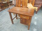 Teak Heavy Modern Writing Table with Drawers