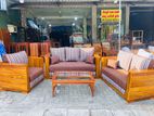 Teak Heavy Royal Elegant Indian Sofa With Large Glass Stool