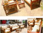 Teak Heavy Sofa Set With Glass Top Stool Code 6828