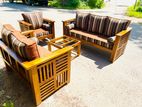 Teak Heavy Sofa Set with Glass Top Stool Code