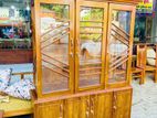 Teak Heavy Three Door Modern Display Cupboard