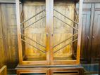 Teak Heavy Two Door Antique Legs Display Cupboard