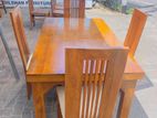 Teak Heavy Wooden Top Dining Table With 4 Cushioned Chairs