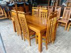 Teak Heavy Wooden Top Dining Table With 6 Chairs 6x3