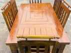 Teak Heavy Wooden Top Dining Table with 6 Chairs