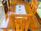 Teak Heavy Wooden Top Dining Table with 6 Chairs