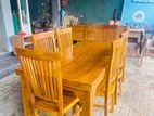 Teak Heavy Wooden Top Dining Table with 6 Chairs