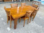 Teak Heavy Wooden Top Dining Table with 6 Chairs