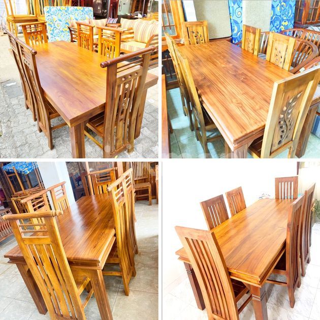 Teak Heavy Wooden Top Dining Table with 6 Chairs Kaduwela ikman