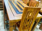 Teak Heavy Wooden Top Dining Table With 6 Chairs