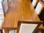 Teak Heavy Wooden Top Dining Table with 6 Cushioned Chairs