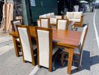 Teak Heavy Wooden Top Dining Table with 6 Modern Chairs