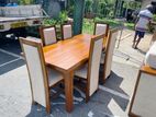 Teak Heavy Wooden Top Dining Table with 6 Modern Cushioned Chairs