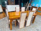 Teak Heavy Wooden Top Dining Table with 6 Modern Cushioned Chairs