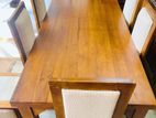Teak Heavy Wooden Top Dining Table with 6 Modern Cushioned Chairs