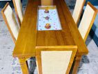 Teak Heavy Wooden Top Dining Table with Modern 6 Cushioned Chairs