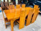 Teak Heavy Wooden Top(7x3.5ft) Dining Table With Modern 8 Chairs