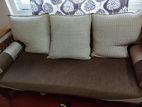 Teak Large 3:2:1 Wooden Embossed Sofa with Glass Stool