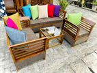 Teak Large Pillow Sofa Set with Stone Table Code 82836