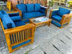 Teak Luxury Blue Ex Larag Heavy Sofa Set with Stone Table Code 82836