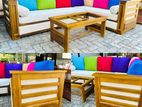 Teak Luxury Elegant Ex Larag L Pillow Sofa Set (7*3.5) Stone Table