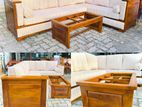 Teak Luxury Elegant Ex Larag L Sofa Set with Stone Table Code 82837