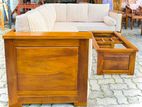 Teak Luxury Elegant Large L Pillow Sofa Set with Stone Table Code 83376