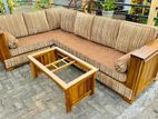 Teak Luxury Ex Larag L sofa set with stone table code 88336