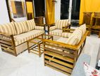 Teak Modern 321 Sofa Set With Glass Top Stool Code 7189