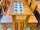 Teak Modern (4x4inch) Legs Heavy Dining Table with 6 Chairs