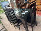 Teak Modern Black Heavy Dining Table And 6 chairs code 689