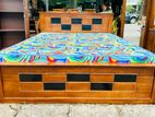 Teak Modern Box Bed with Arpico Hybrid Mattress (5*6)(60*72)Code 83837