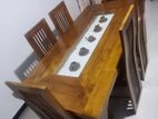 Teak Modern Dining Table and 6 Chairs Code 3667