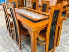 Teak Modern Dining Table and Heavy 6 Chairs Code 72726